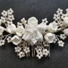 Slbstridal handgemaakte kristal strass parels keramische bloem bruids haar kam bruiloft haaraccessoires bruidsmeisjes vrouwen sieraden J0113