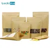 Storage Bags Resealable Kraft Paper Bag Waterproof Heat Seal For Nuts Bean Gift Window Sealing Package