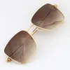 Vente de lunettes de soleil en métal à la mode pour femmes, lunettes de soleil à monture complète en or 18 carats, décoration C, lunettes pour hommes et femmes, lentille rouge marron 269i