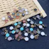 8x12mm Gold Edge Natural Crystal Hexagon Stone Charms Rose Quartz Turquoise Pendants Trendy for Jewelry Making Wholesale