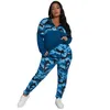 Survêtements pour femmes grande taille S-5XL 2 pièces tenues pour femmes Camouflage imprimé Stretch décontracté Joggor Fitness correspondant ensemble en gros goutte