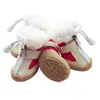 Sapatos de cão inverno Botas de neve mornas anti-derrapando sapatos de estimação para cães pequenos Chihuahua Teddy filhote de cachorro Cat Shoes antiderrapantes 4 pcs / set 201109