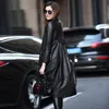 Nerazzurri Long Black Spring Faux Leather Coat Women Long Sleeve Chinese Style Plus Size Leather Jackets for Women 5XL 6XL 7XL 201214