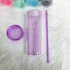 22oz Acrylic Tumbler Clear Plastic Skinny Tumblers Classic Double Wall Milk Water Cup With Lid and Straws Practical Festival Gifts