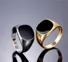 Anéis que vendem homens clássicos de dedo anel de dedo 18k jóias de moda de moda preto anel de esmalte preto 8 j2228f