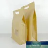 50st Brown Kraft Paper Food Packaging Zipper Bag Side Gusset Stand Up Zip Lock Fönsterpåse Kaffe Te Torkad Frukt
