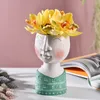 Konstporträtt Flower Pot Vase Sculpture Harts Human Face Family Planters Flower Pot Garden Storage Flower Arrangement Home Decors Y5976175