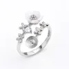Configurações de anel de pérola 925 Resultados de prata esterlina flor branco shell zircon pérolas montagem diy 5 peças