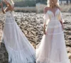 Vestidos de novia de playa Vestidos de novia para mujer 2021 Hippie Maxi encaje bohemio crochet Boho fuera del hombro de talla grande