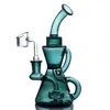 Green Color Glass Dab Rig Bongs Spline Perc Recycler Oil Rig Water Pipes Hookah Bubbler with 14 mm joint Banger Bowl