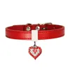 Pet Dog Collar z Diamond Heart Bell Moda PU Skórzana Pet Dog Cat Collar Small Dog Neck Regulowany Pasek Rra2711