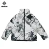 Multiains Print Patded Parked Men Hipster Duffer Down Judct Men Streetwear Stand Stand Collar Winter Winter Outwear Windbreaker 201210