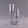 High Quality 15ml 30ml 50ml Airless Pump Cosmetic Lotion Bottle Matte Silver 30ML Travel Empty Cylinder Airless Facial Cream Pump Bottle Wholesale Freeship