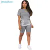Degrade Tasarımcı 2 Parça Pantolon Set Kadın Eşofman Rahat Spor Kısa Kollu T-Shirt Biker Şort Takım Elbise Artı Boyutu