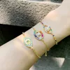 18k gold chain pull adjustable gemstone diamond charm bracelets crystal eye bracelet women fashion jewelry gift will and sandy