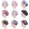 Bawełna Baggy Hat Satin Lined Chemo Cap Double Layer Elastyczne Band Night Sleep Bonnet Drukuj Miękkie Pielęgnacja Włosów Turban Damski Headwrap Hurtownie