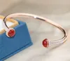 Brazalete abierto de calidad lujosa con diamante y piedra natural en malaquita y ágata roja para mujer, joyería de boda, regalo shipp269q