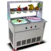 Máquina para hacer helado frito Tailandia, máquina de rollo de helado de yogur frito, máquina de hielo frito de doble sartén de acero inoxidable