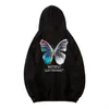 Men Hip Hop Sweatshirt Hoodie Color Butterfly Streetwear Harajuku Pullover Hoodie Cotton Fleece 2020 Winter Autumn Black