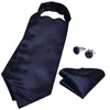 Pajaritas Diseño Hombres Seda Cravat Navy Dot Formal Ascot Tie Pañuelo Conjunto con anillo Boda Auto Corbata DiBanGu Fred22