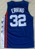 أعلى جودة 2 Moses Malone 6 Julius Erving جيرسي أزرق أحمر أبيض 20 Payton 13 Wilt Chamberlain Stitched Soccer Jerseys