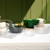 Eisberg-Glasschale im japanischen Stil mit Glod-Rand, transparent, für Salat, Obst, Suppe, Dessert, Snacks, Lebensmittel, Rührschüssel, Tee, Spülung, groß, 201214