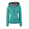 Höst vinter hoodies sweatshirts kvinnor tro broderade sweatshirts långärmad pullovers jul casual varm hooded toppar mx200812