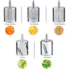 Multi funcional cozinha porca rotativa queijo ralador de queijo vegetal slicer frutas com 5 tambores hhopper de cozinha 2011126476159