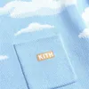 Мужские свитера с капюшоном слегка большего размера Kith 21fw, свитер для мужчин и женщин, 1 жаккардовый свитер высокого качества с узором «Голубое небо, белые облака», вязать