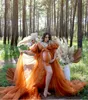 イリュージョン女性ナイトローブPuffy Kimono妊娠ブライダルパーティースリープウェアバスローブナイトガウンローブ写真撮影