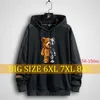 Plus -storlek herrtröjor trycker anime kvinnor harajuku streetwear överdimensionerade tröjor klädstil lång huva svart björn 8xl 220215