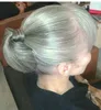 Miękkie Naturalne Szare Human Włosy Pony Tail Hairpiece Sliver Extension Dye Darmowe Naturalne Hightlight Sól I Pieprz Szary Włosy Ponytail 1szt