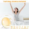 Wake Up Light Sonnenaufgang Simulation Wecker Einschlafhilfe Farbiges Nachttischlicht mit FM-Radio Dual Alarm Einstellbare Helligkeit 201222