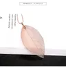 ファッション本物の葉の浸した長い葉のペンダントネックレスゴールドメッキ手作りDIY漂遊葉のネックレス400ピース