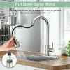 304 Stainless Steel Brushed Nickel Kitchen Pull Down Faucet with 3 Hole Cover Plate and pull out Spryer a48 a037865405
