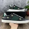 Fashion Stylish Men Women Casual Shoes Flat Matte Leather Sneakers Ace Bee Shoe Snake Heart Chaussures Trainers Green Red Stripes Embroidery