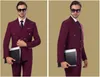 Мужские костюмы Blazers Двухбордовые Формальные Blue Burgundy Белый Мужской 3 Штата Жених Узкий Костюм Свадьба (Куртка + Брюки + Жилет) 1