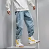 Herenkleding Gesplitste denim cargobroek Baggy jeans Street chic Heren hiphop joggers Vintage wasbroek Plus size 5XL Y2k302i