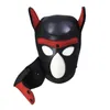 Maski imprezowe Pup Puppy Play Pies Hood Mask Maska Wyściełana lateks gumowa odgrywać cosplay Full Headears Halloween Mask Toy dla par 24540918