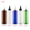 12pcs 500ml white blue brown color round empty cosmetics container with pointed mouth top cap ,DIY liquid Lotion plastic bottlesgood package