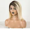 1B 613 Bob court 13x4 en dentelle Front Corlored Human Wigs Brazilian 99J Pink Remy Hair Blonde Frontal Wig for Black Women2641572