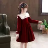 Princess Dress for Girls 2021 Winter Velvet Party Birthday Dresses Long Sleeve Thicken Fall Ball Gown Kids Vestidos for children G1218