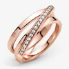 Nueva marca de Plata de Ley 925 Crossover Pave Triple banda anillo para mujeres anillos de boda joyería de moda 277w
