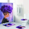 Afrikanische Frau Muster Wasserdicht Polyester Stoff Duschvorhang Set Rutschfeste Teppiche Teppich für Badezimmer Toilette184w