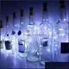 Décoration de fête Fournitures d'événement Festive Home Garden 2M 20Led Wine Bottle Lights Cork Battery Powered Starry Diy Christmas String For Hallo