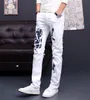 Jeans pour hommes Pantalon imprimé blanc Hommes Mode Poches Denim Pantalon Casual Été Hiver Automne Homme Plus Taille1