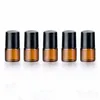 500pcs 1ml Mini roll on roller bottles for essential oils roll-on refillable perfume bottle deodorant containers with black lid LX4009