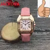 Relógio de quartzo quadrado feminino de alta qualidade 32mm moldura de diamantes safira conjunto feminino relógios Auger rosa azul verde couro safira wate273V