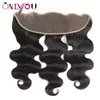 Peruaanse Body Wave-bundels met kant Frontale Braziliaanse diepe golf Kinky krullend Maagdelijk haarweefsel 34 bundels met frontale Weav2820071