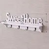 Sweet Home Key Hook Home Decoration Hanger en plastique en plastique Mur de sertige en bois Hat à chape